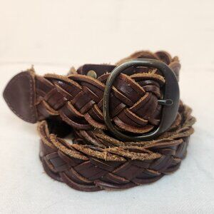 Circa Womens Large Brown Woven Distressed Boho Braided Belt